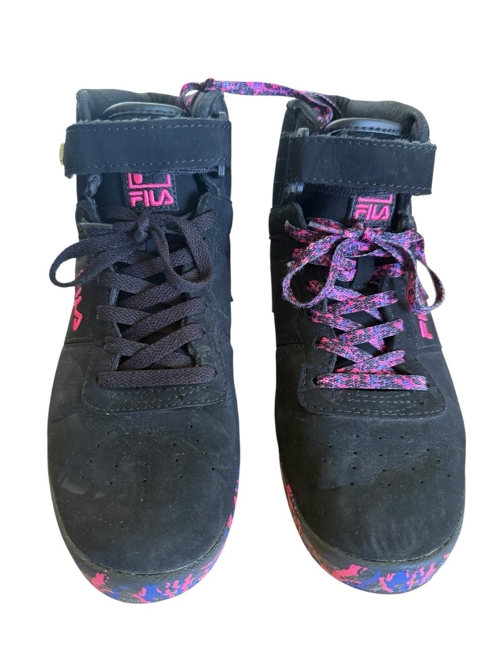 Women’s Fila High-Top Sneakers with Pink & blue marbled pattern EUC Size 11